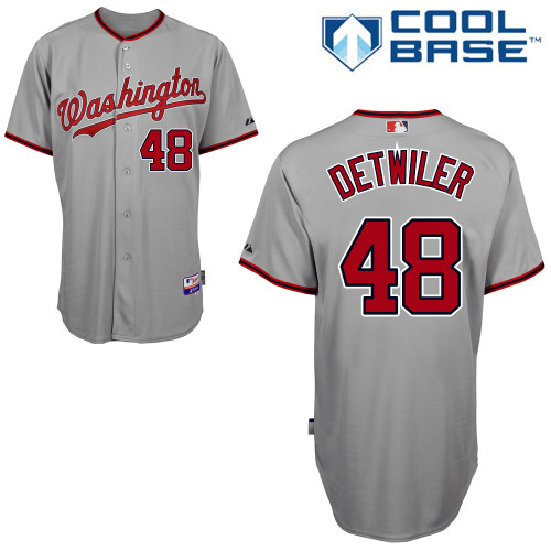 Ross Detwiler #48 Youth Baseball Jersey-Washington Nationals Authentic Road Gray Cool Base MLB Jersey
